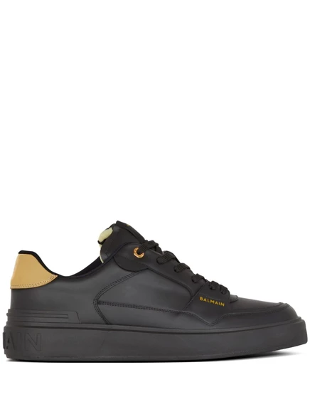 Кожаные кроссовки Balmain B-Court с низким берцем black