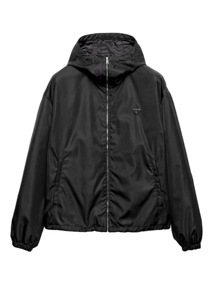 Куртка Prada с капюшоном на молнии спереди black