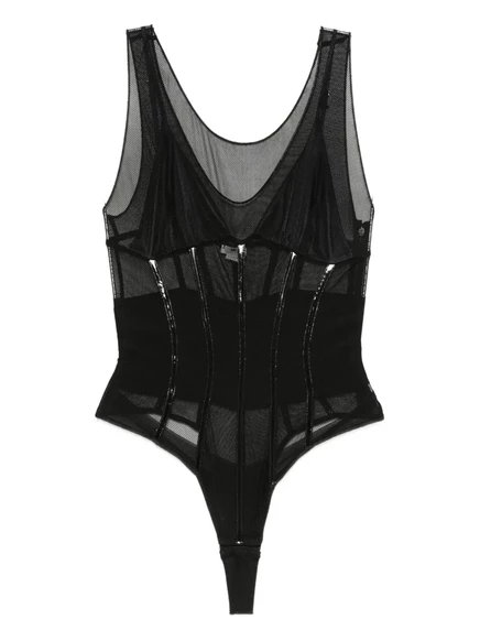 Женское боди Elisabetta Franchi с сеткой, черное