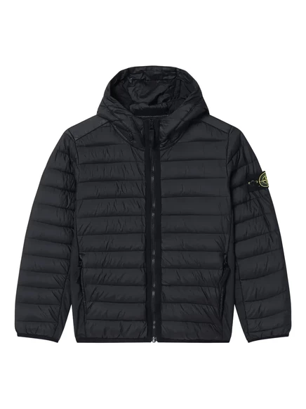 Куртка для мальчиков Stone Island Junior стеганая с капюшоном, черная
