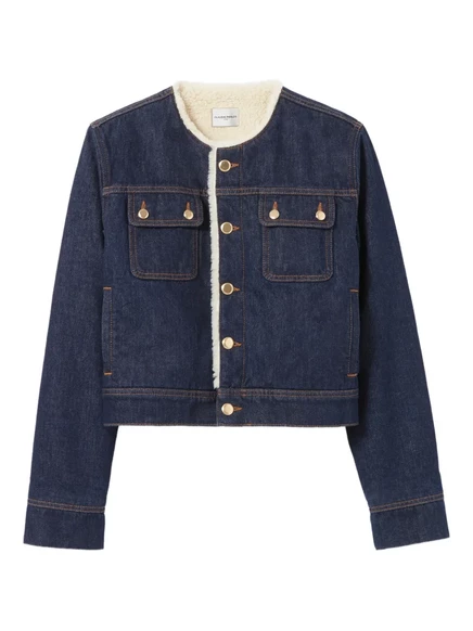 Женская укороченная джинсовая куртка Claudie Pierlot, темно-синяя
