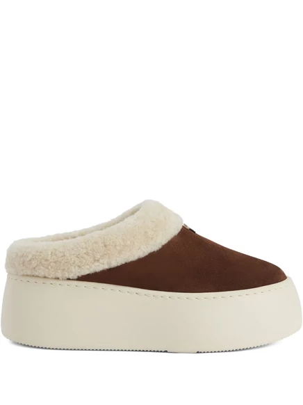 Тапочки из овечьей шерсти на платформе Giuseppe Zanotti Gz League brown