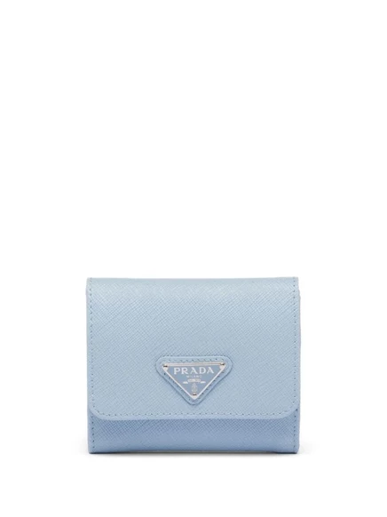 Женский маленький кожаный кошелек Prada, голубой