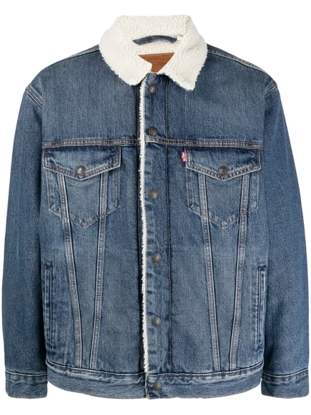 Мужская джинсовая куртка levi's type iii с искусственным мехом, синяя