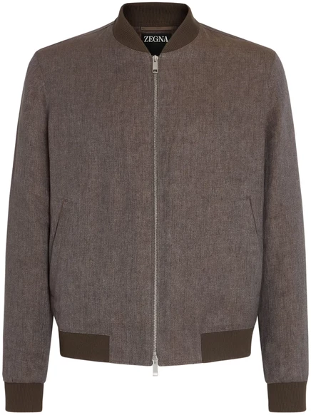 Мужской бомбер Zegna Oasi Lino, коричневый