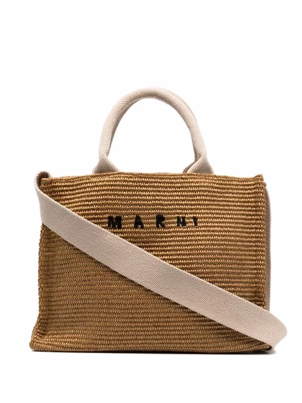Шопер Marni с логотипом, светло-коричневый