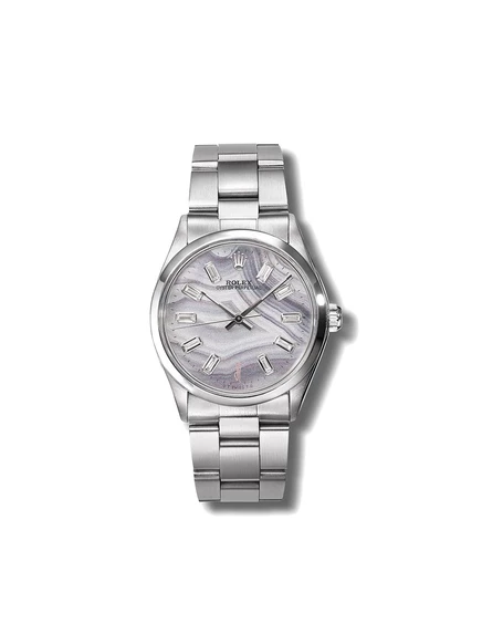 Бывшие в употреблении часы Rolex Oyster Perpetual 34 мм, изготовленные по индивидуальному заказу Джеки Айш silver