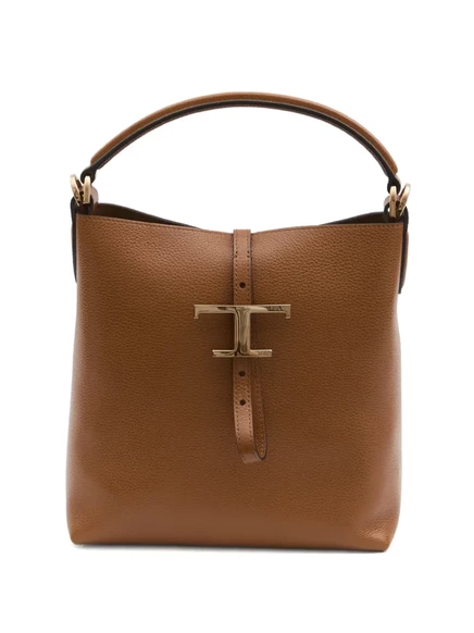 Женская сумка‑тоут Tod's T Timeless кожаная, коричневая