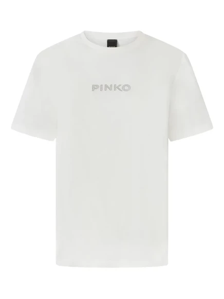 Женская футболка PINKO с вышитым логотипом, белая