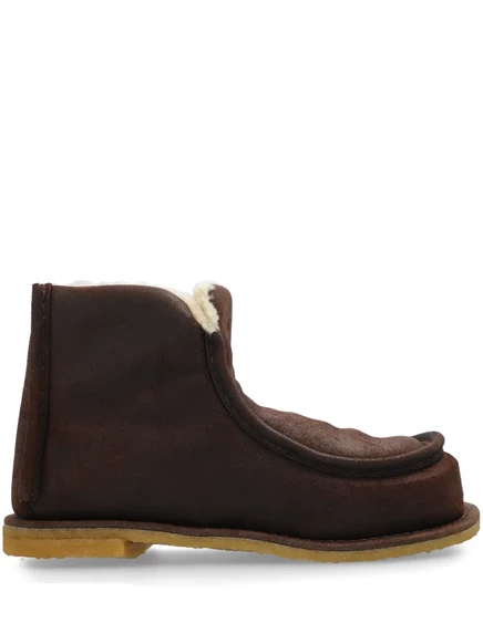 Женские ботинки JW Anderson, замша и мех, коричневые