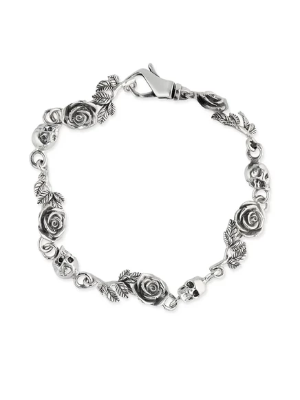 Браслет Emanuele Bicocchi Rose & Skull, серебристый