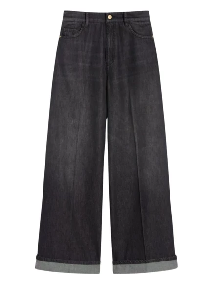 Джинсы Max Mara с широкими штанинами и манжетами black