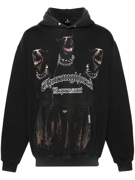 Мужское худи Represent Thoroughbred из хлопка, черное