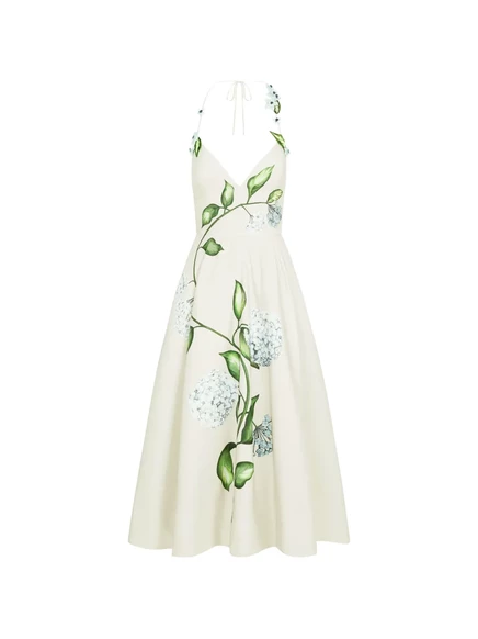 Женское платье миди Oscar de la Renta цветочное, бежевое