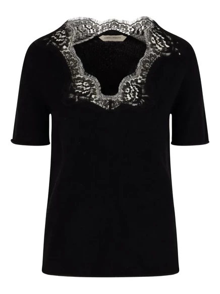 Футболка с кружевной вставкой Alberta Ferretti black