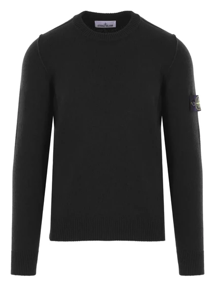 Мужской свитер Stone Island с круглым вырезом, черный