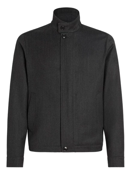 Мужская шерстяная куртка Zegna с высоким воротом, чёрная