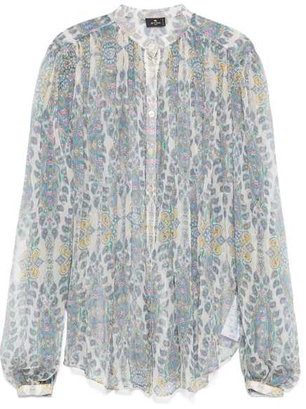 Женская блузка Etro с узором пейсли, светло-серая