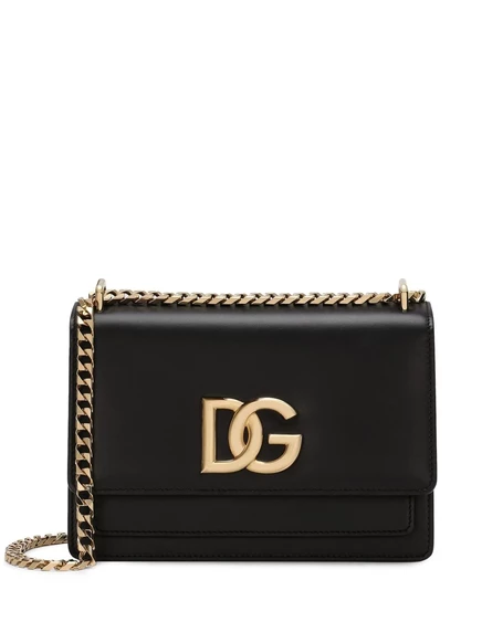 Кожаная сумка через плечо с логотипом Dolce & Gabbana  black
