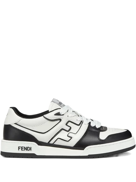 Кроссовки на шнуровке с кожаными вставками FENDI white