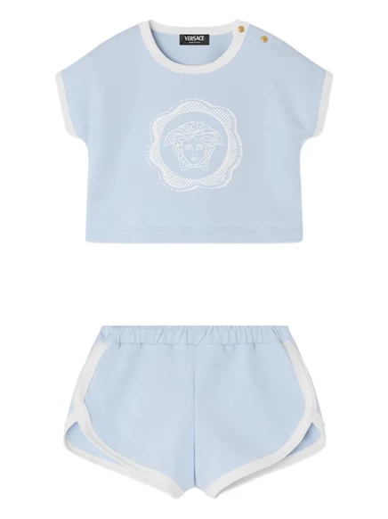 Детский комплект шортов Versace Kids с принтом Medusa, голубой