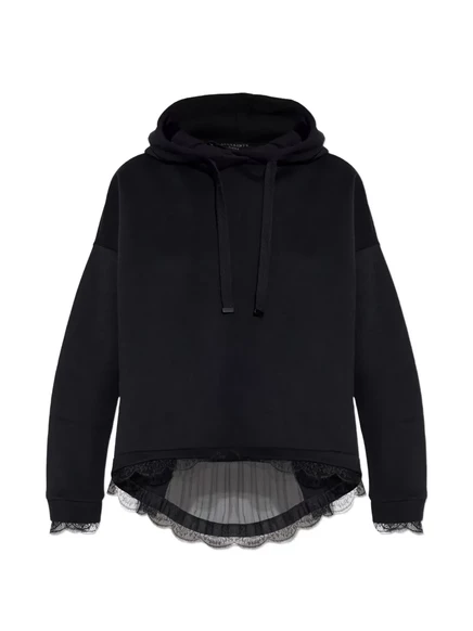 Женское худи AllSaints с кружевной отделкой, черное