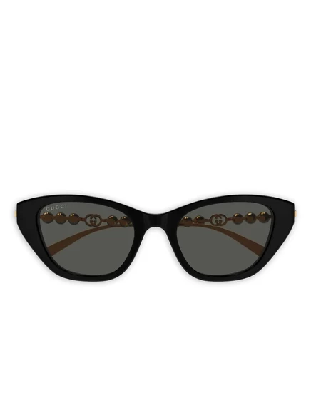 Женские солнцезащитные очки Gucci кошачьи с жемчугом, черные