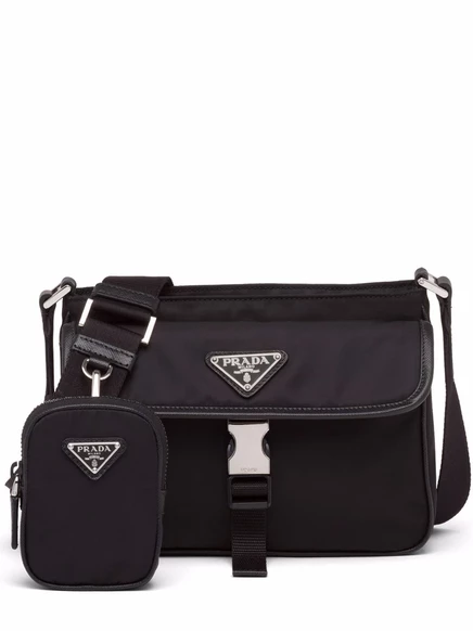 Сумка-мессенджер с логотипом Prada и мемориальной доской black