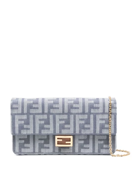 Женская мини-сумка Fendi из канваса FF, голубая