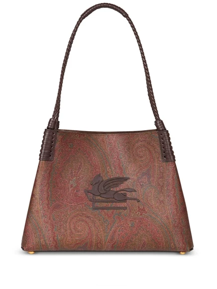 Маленькая сумка-тоут ETRO Libra с рисунком Пейсли brown