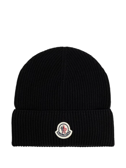 Мужская шапка-бини Moncler из хлопка, черная