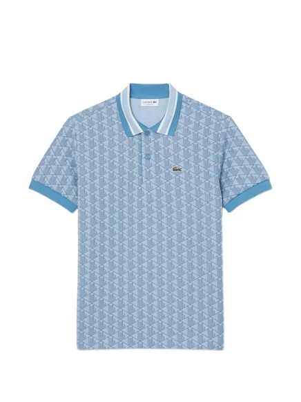 Мужское поло Lacoste с монограммой, синее