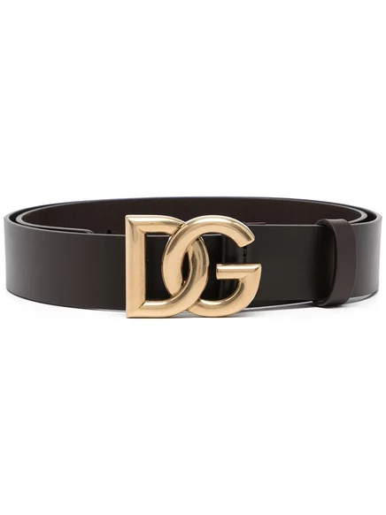 Мужской кожаный ремень Dolce & Gabbana с пряжкой-логотипом, коричневый