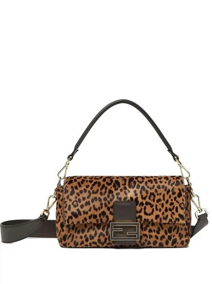 Женская сумка Fendi Baguette леопардовая, коричневая