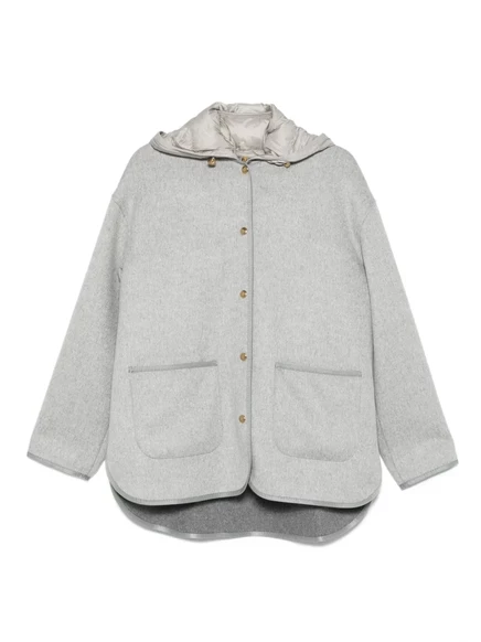 Куртка Moncler с капюшоном и накладным карманом grey