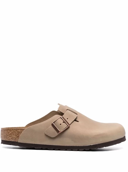 Мужские кожаные лоферы Birkenstock с пряжкой, коричневые
