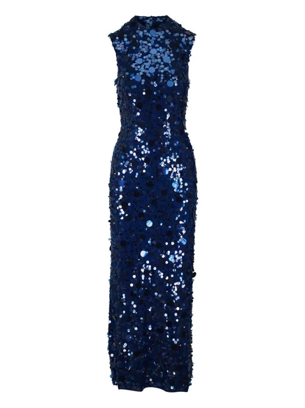 Платье без рукавов Carolina Herrera, украшенное блестками blue