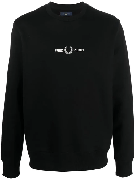 Мужской свитшот Fred Perry с вышитым логотипом, черный