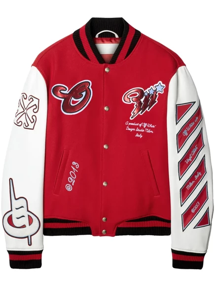 Мужской бомбер Off-White пэчворк, красный