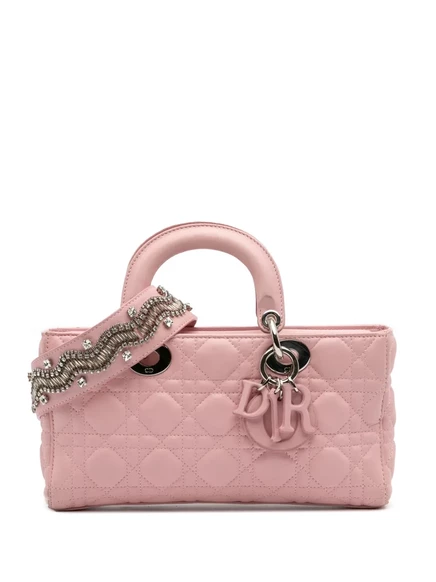 Сумка Lady D Joy от Christian Dior, бывшая в употреблении, 2016 года, из овечьей кожи среднего размера, в упаковке pink