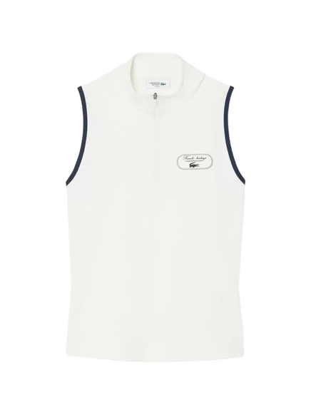 Женская майка Lacoste Tennis Heritage на молнии, белая