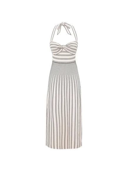 Женское платье Zimmermann Daylight Twist миди в полоску, бежево-черное