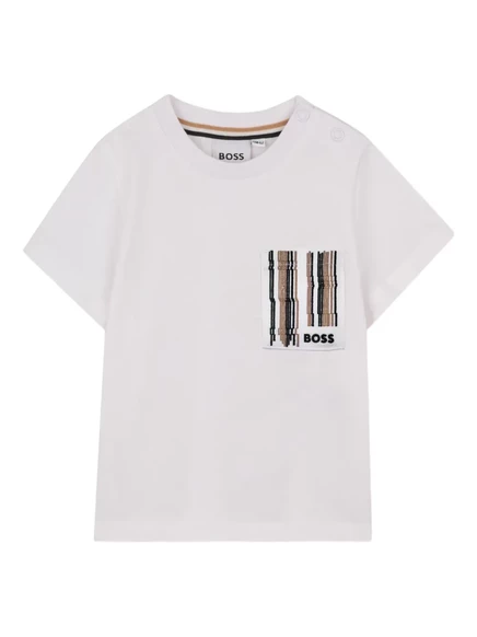 Детская футболка Boss Kidswear с карманом, белая