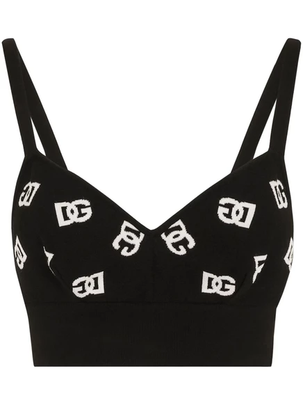 Женский вязаный топ Dolce & Gabbana с логотипом DG, черный
