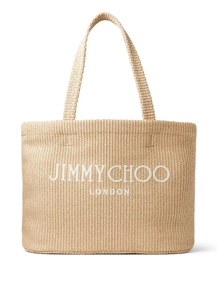 Женская пляжная сумка Jimmy Choo из рафии, бежевая