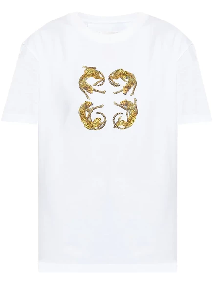 Футболка с леопардовым принтом Givenchy 4G  white