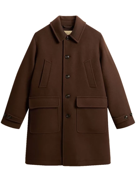 Шерстяное пальто из мелтона Woolrich brown