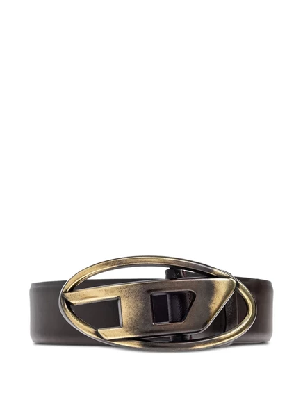 Кожаный ремень с овальным логотипом Diesel D-logo  brown