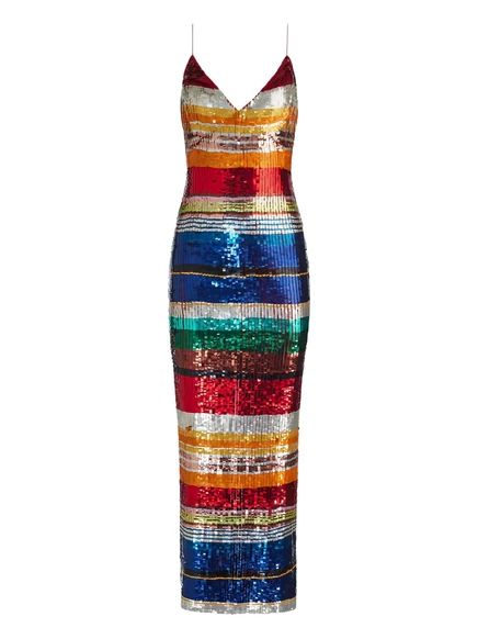 макси-платье в полоску с блестками alice + olivia Artea blue