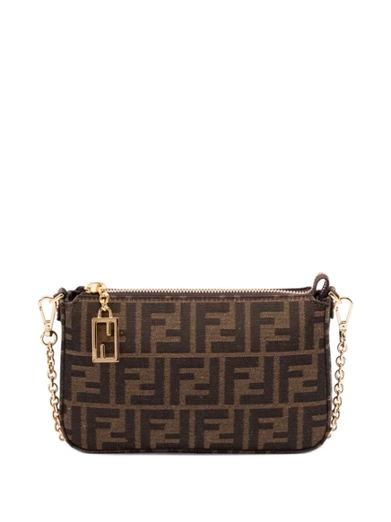 Женский мини-клатч Fendi Baguette, коричневый